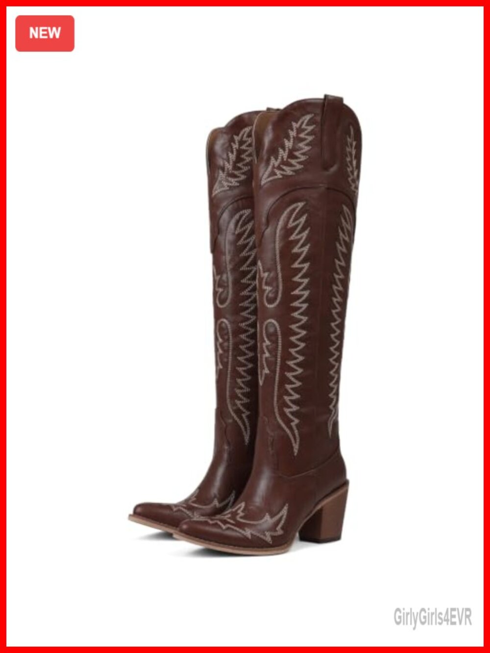 Over Knee Cowgirl Boots for Women Tall Western Pointed Toe Block Heel